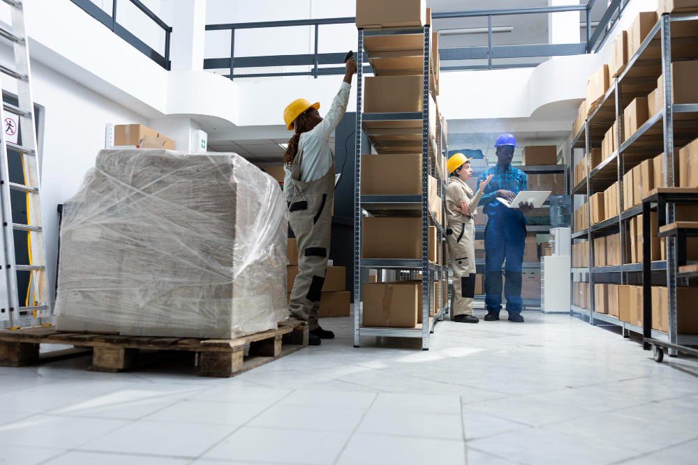 Professional warehouse cleaning and dust removal from storage racks in a Central Pennsylvania industrial building .