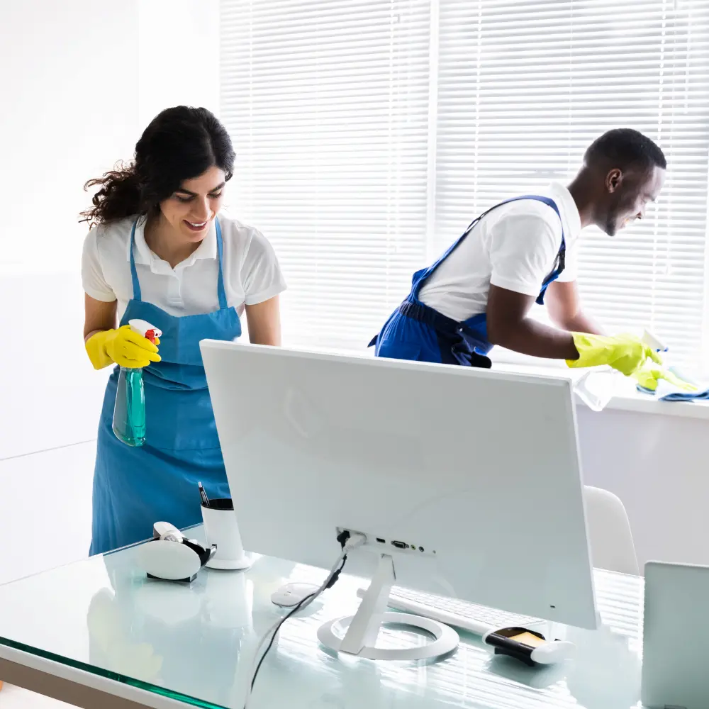 Commercial cleaning team providing office cleaning services in Harrisburg, PA professional workspace .
