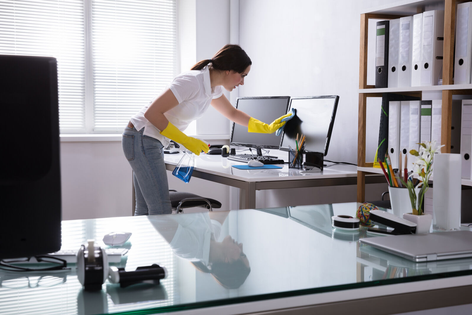 Scheduled janitorial services for businesses in Hershey, PA ensuring clean, healthy, and well-maintained facilities.