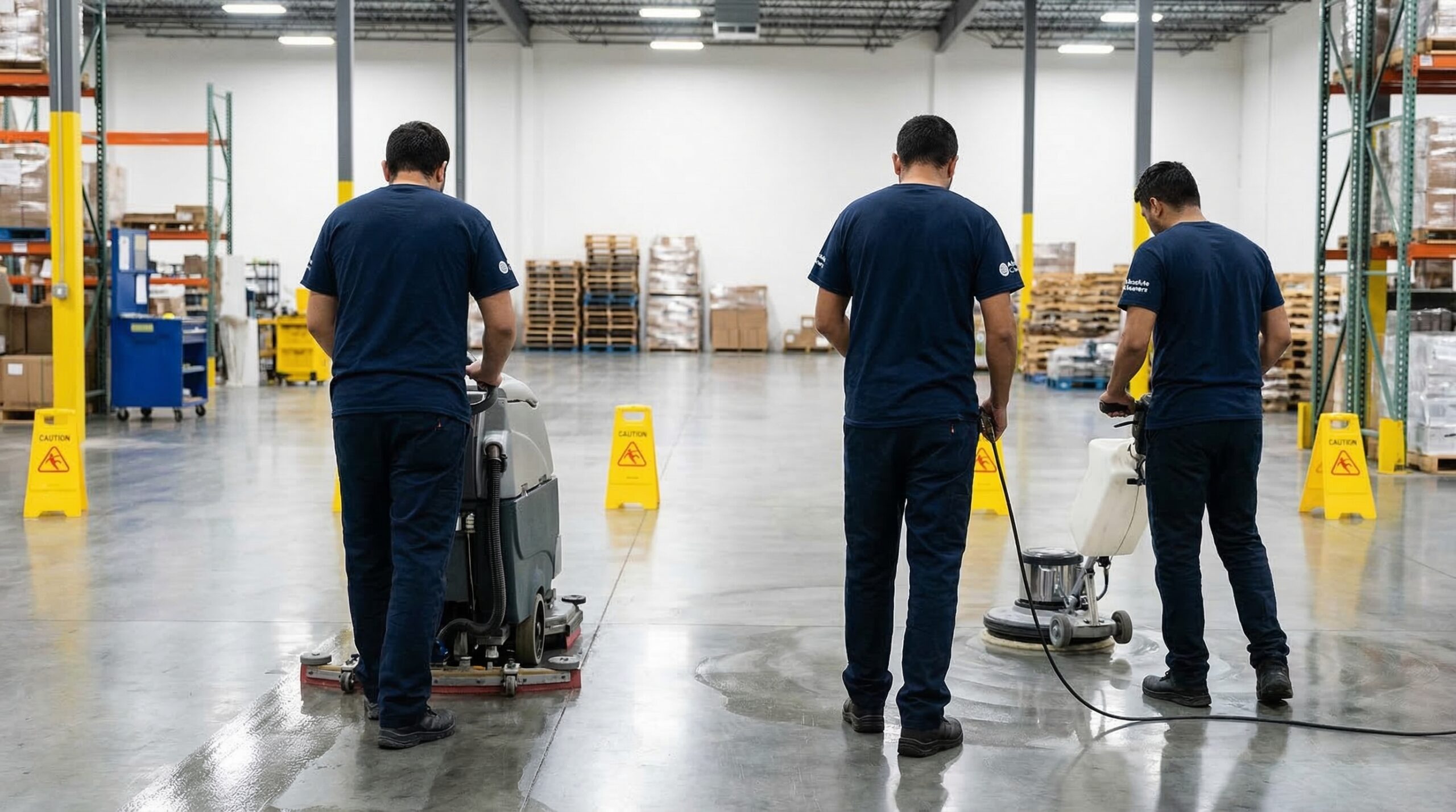 Warehouse floor scrubbing and industrial cleaning services in the Harrisburg metro area .
