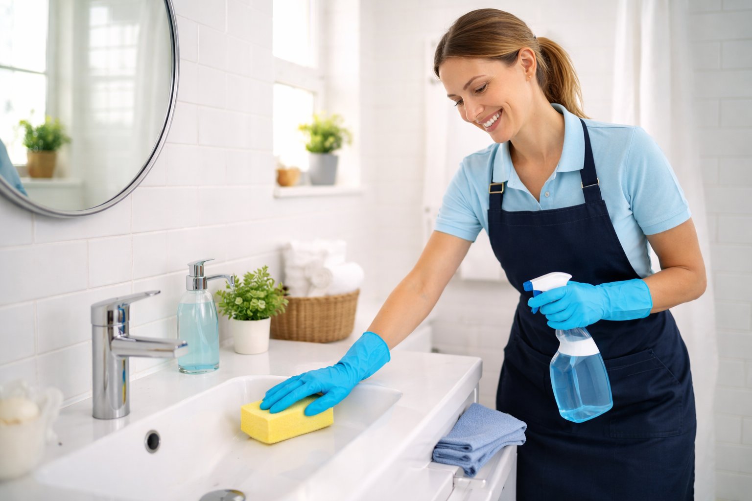 Restroom cleaning and sanitation services for commercial businesses in Harrisburg, PA maintaining hygienic workplace facilities .
