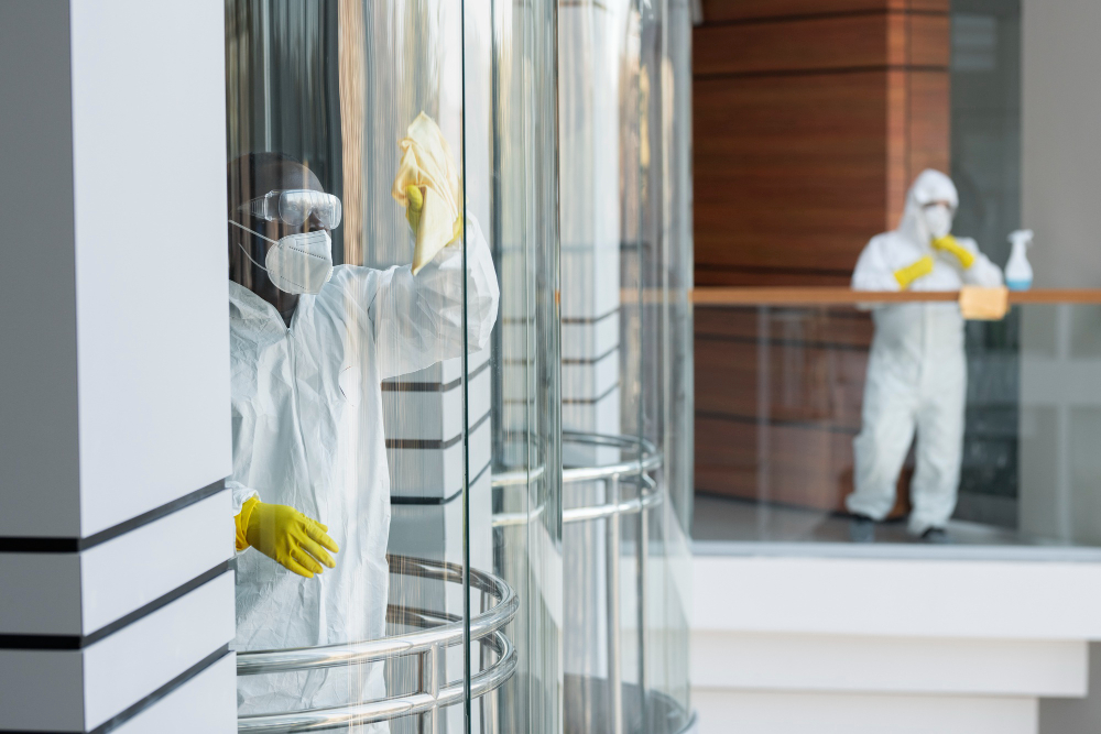 Janitorial contractors providing commercial cleaning services for an office in Central PA.