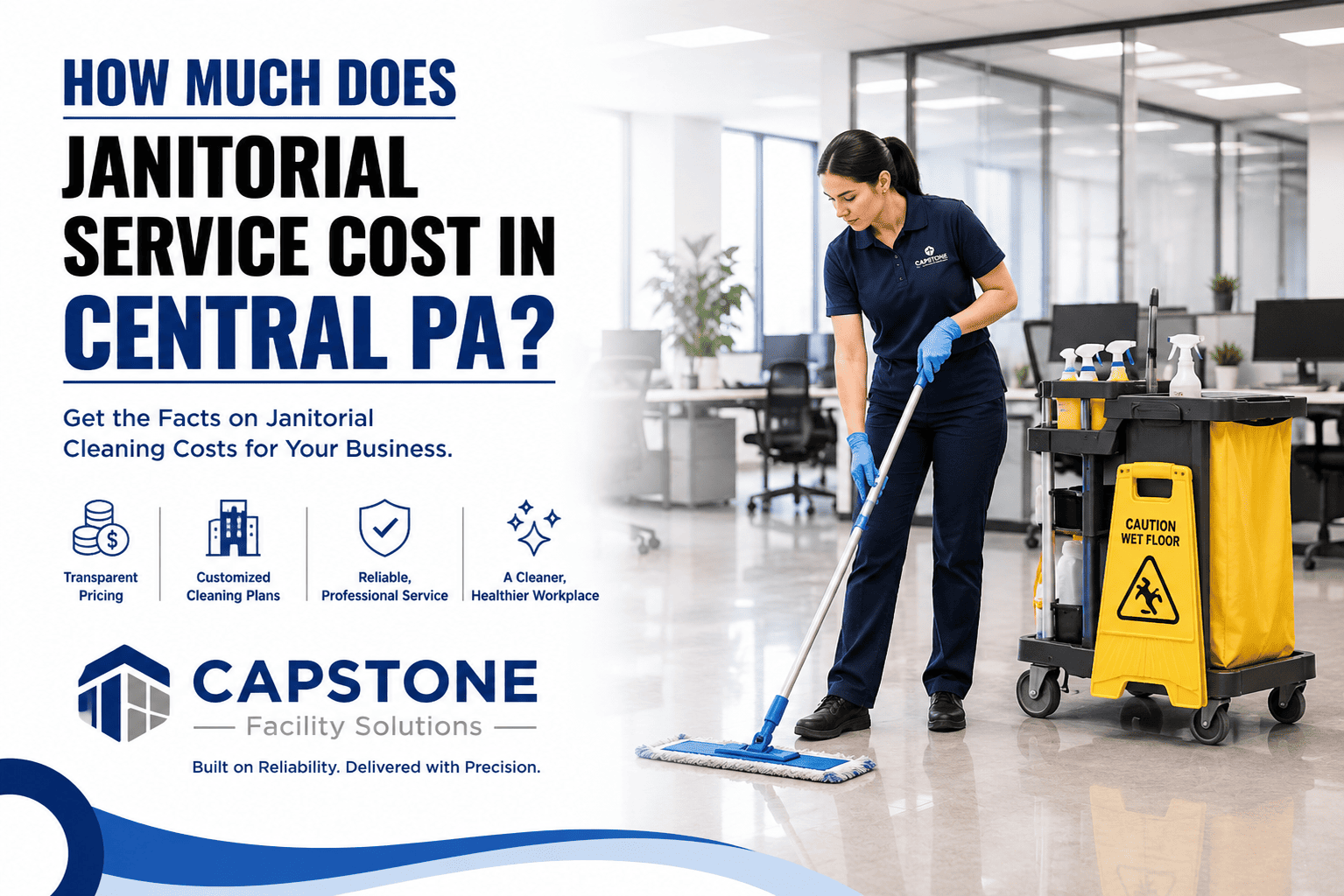 Professional janitorial staff cleaning a commercial office in Central PA .
