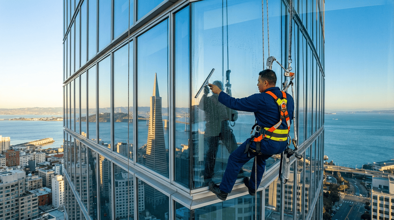 Professional window and glass cleaning services improving visibility, cleanliness, and appearance of commercial buildings and offices throughout Harrisburg PA.