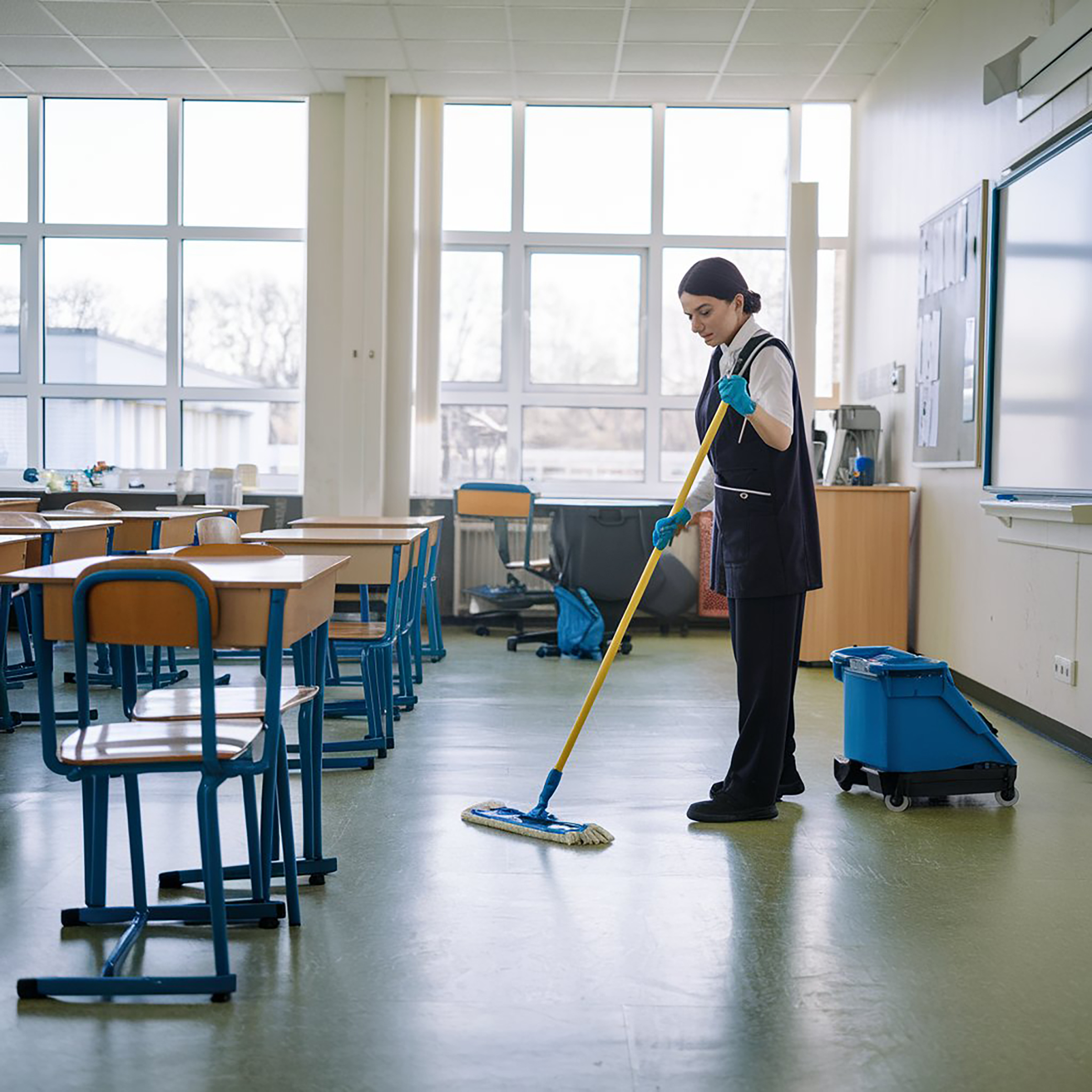 Classroom cleaning and disinfection service for Harrisburg schools .