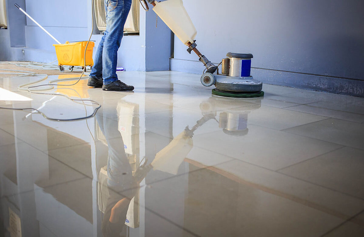 Post-construction cleaning experts removing dust, debris, and construction residue to prepare newly renovated commercial spaces in Harrisburg PA.