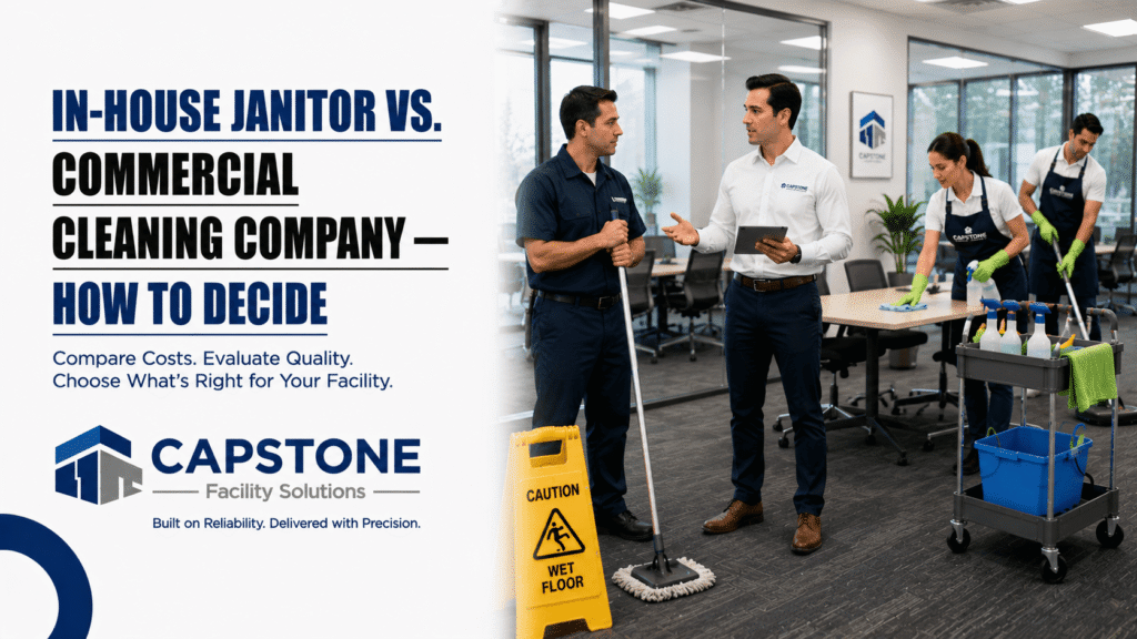 Business owner comparing in-house staffing costs against a commercial cleaning quote.