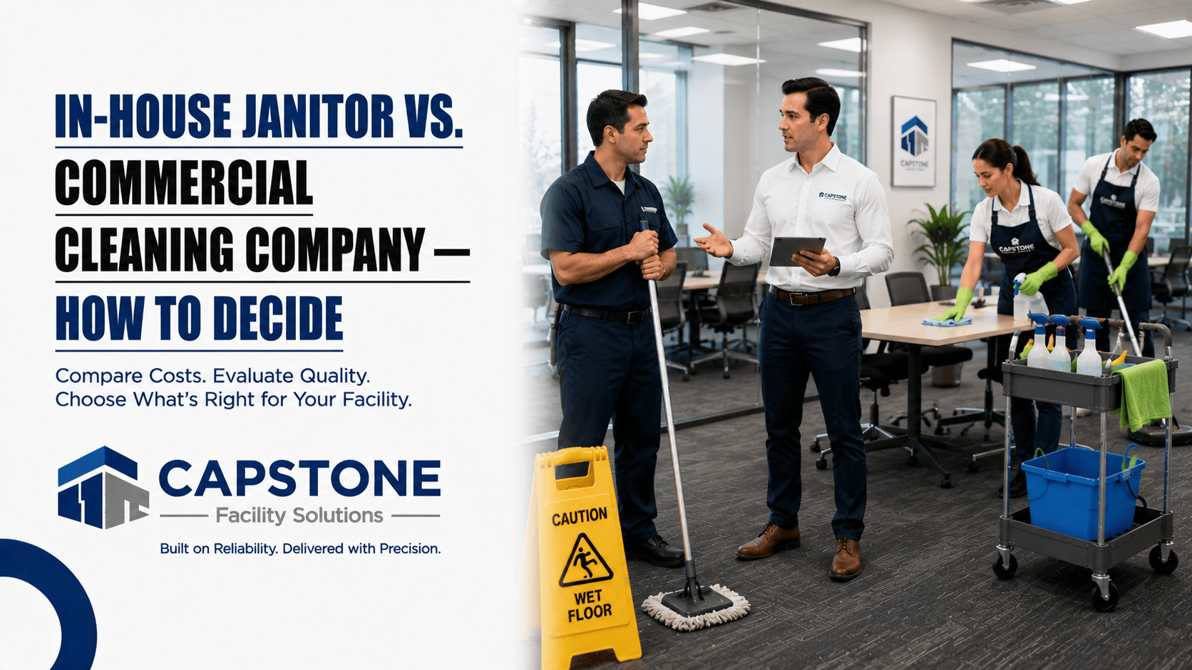 Business owner comparing in-house staffing costs against a commercial cleaning quote.